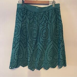 Loft green lace skirt size 8
